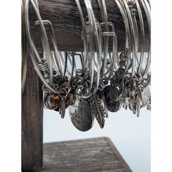 Lot of Twenty-Nine Alex and Ani & Similar Adjustable Wire Bangle Bracelets - Picture 3 of 12